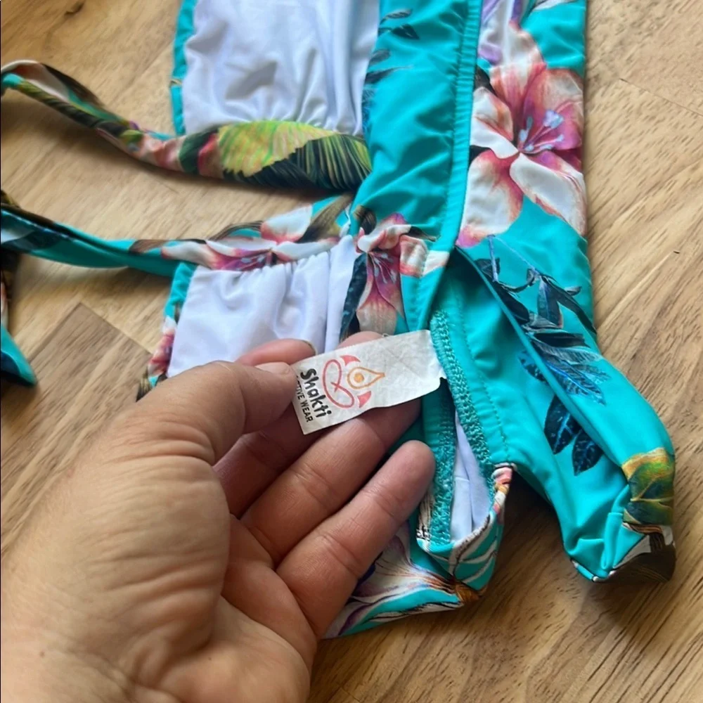Zara Turquoise Floral and Black Bikini Set